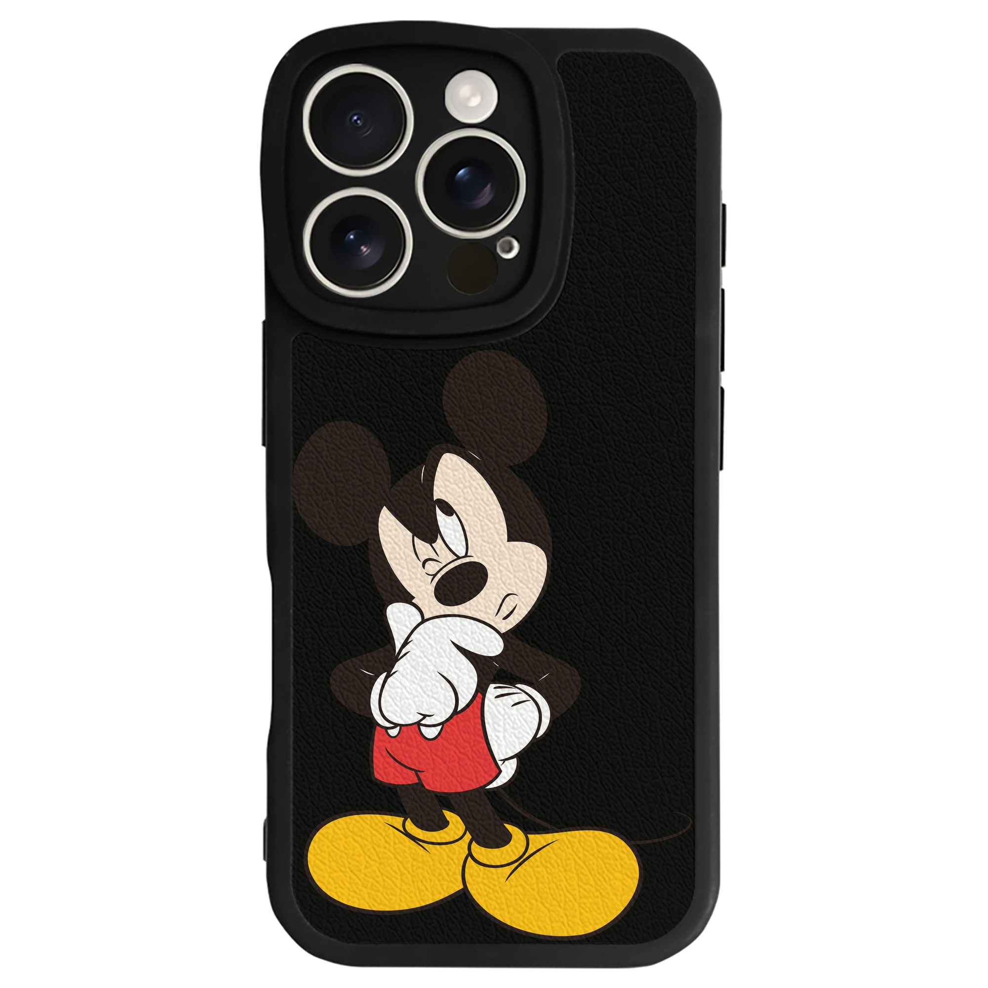 （画像用） ミッキーマウス Mickey Mouse 【iPhone 16シリーズ対応】シリコンスマホケース（レザー調） 材質：シリコン